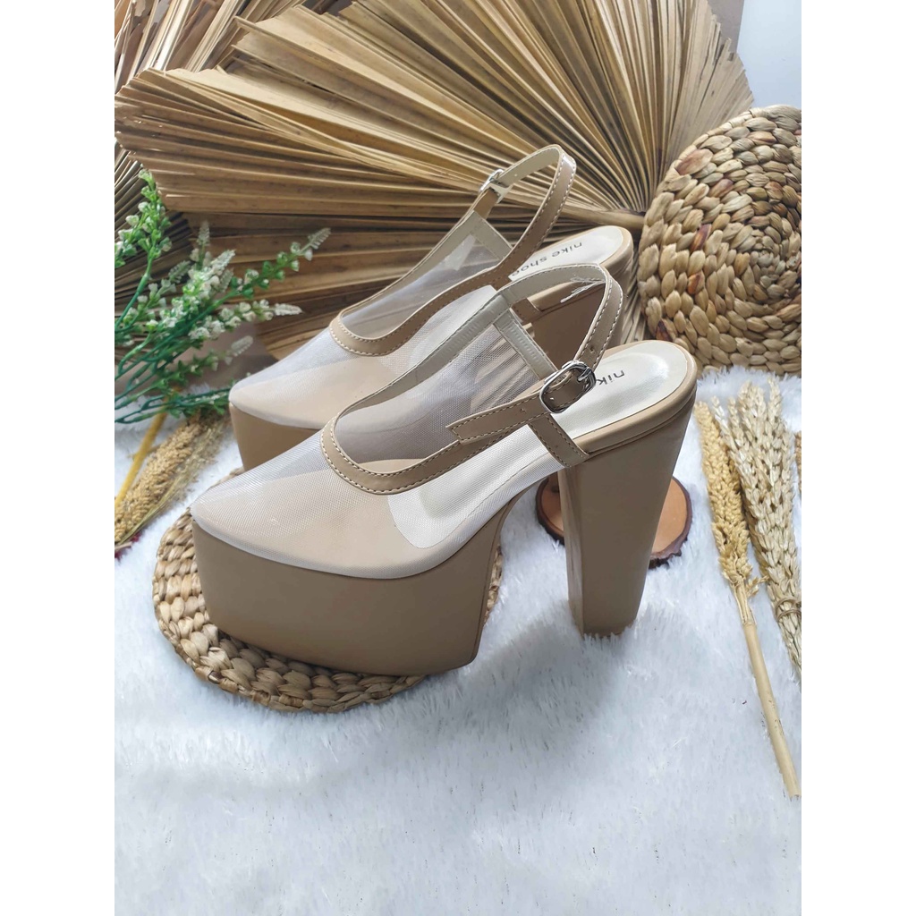 Sepatu wedding clarisa polos nude hak tinggi 15 cm