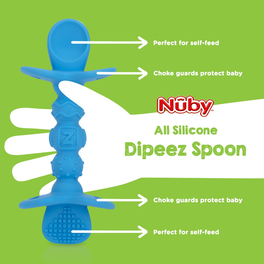 NUBY Dipeez Silicone Spoons Sendok Makan Bayi dan Gigitan Bayi