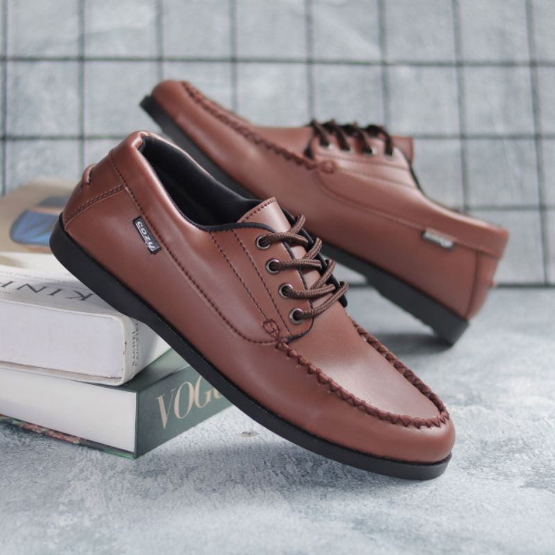 Sepatu Formal Pantofel Pria Hitam Tali Casual Pria Trendy Original Kulit Sintetis Kerja Kuliah Kantor Xshoesbdg.id x Monzaa