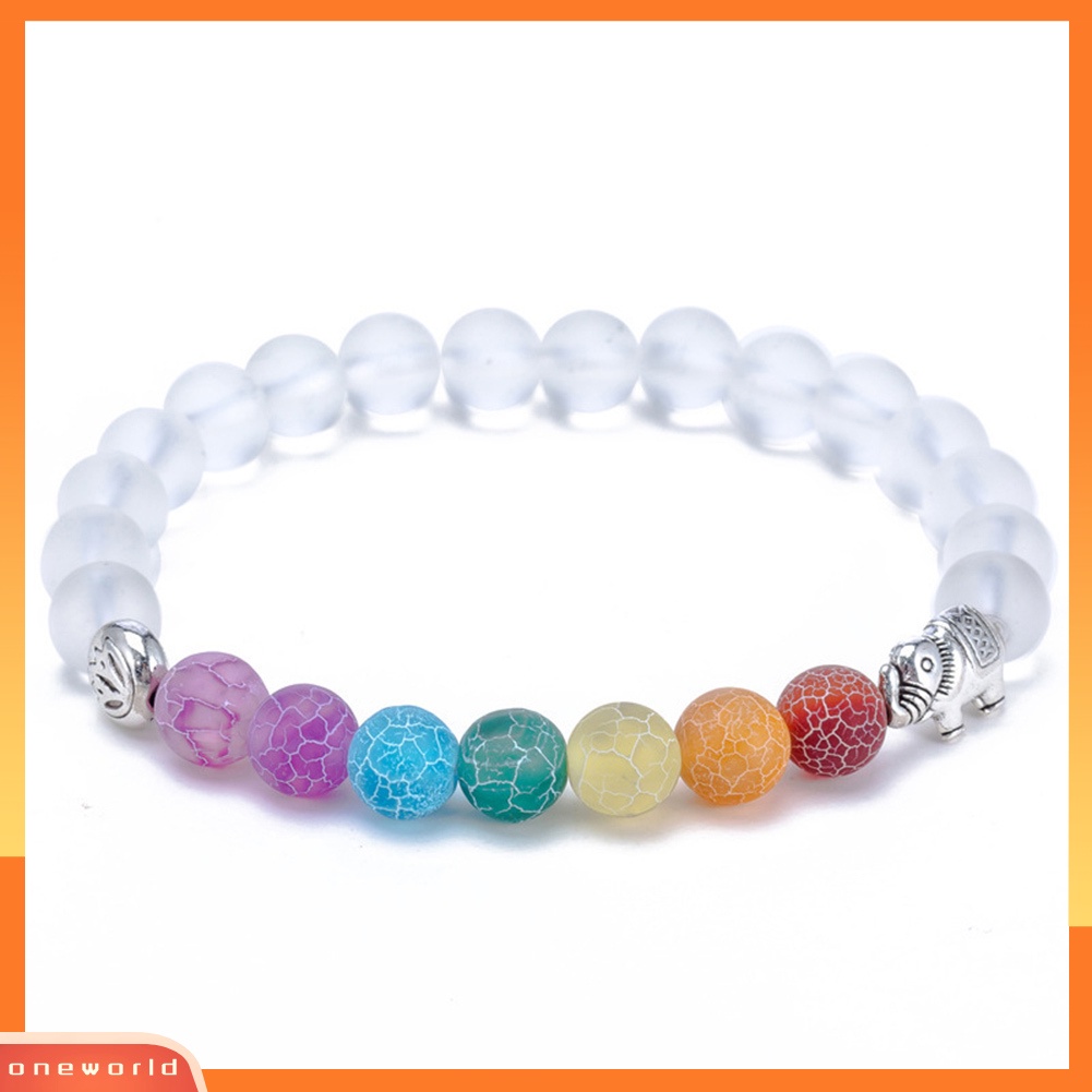[WONE] 7warna Pesona Gerinda Matte Beads Gajah Gelang Yoga Energi Bangle Perhiasan