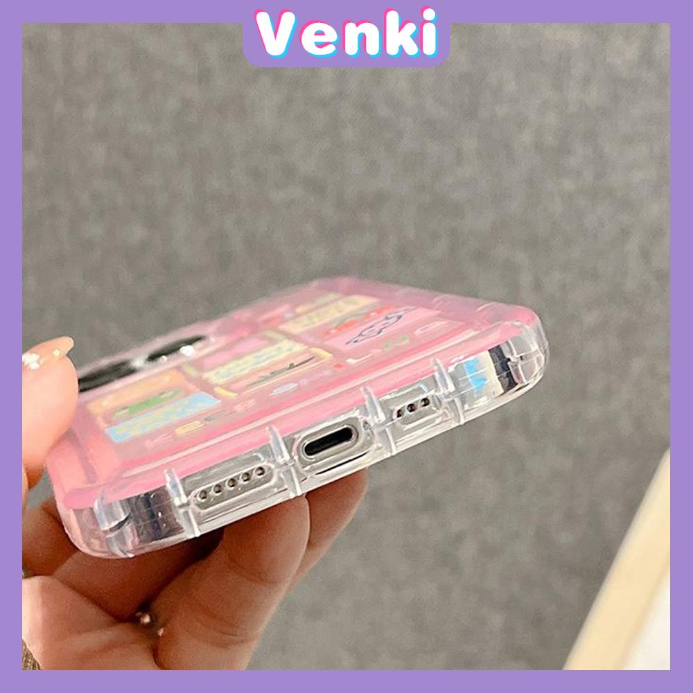 Case For iPhone 14 Pro Max TPU Soft Jelly Airbag Clear Pink Case Cute Squared Animals Camera Protection Shockproof For iPhone 14 13 12 11 Plus Pro Max 7 Plus X XR