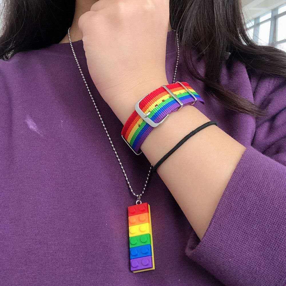 Gelang Pelangi Sederhana Disko Siswa Unik Keren Warna Gelang All-Match Pacar Pasangan Gelang Bracelet