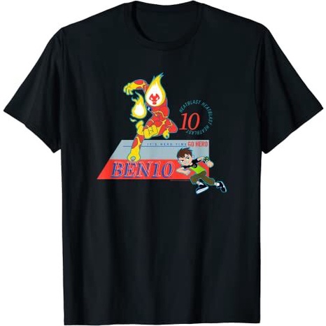 Baju Kaos Dewasa Ben 10 Heatblast T-Shirt Pakaian Fashion Katun Pria Wanita Distro Lengan Pendek Ter