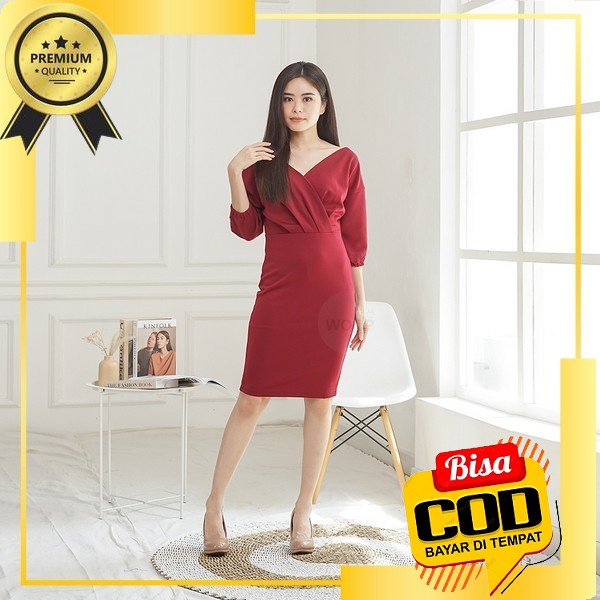 Baju Dress Natal Imlek Dewasa Murah Kekinian Terbaru 2022 / Dress Christmas Party Pesta Bahan Scuba 