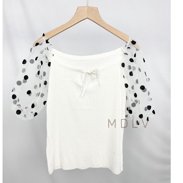 New Sale MDLV ~ 39035 KNIT TOP KOREA ATASAN SABRINA RAJUT BLOUSE RAJUT SABRINA PUFF FASHION IMPORT