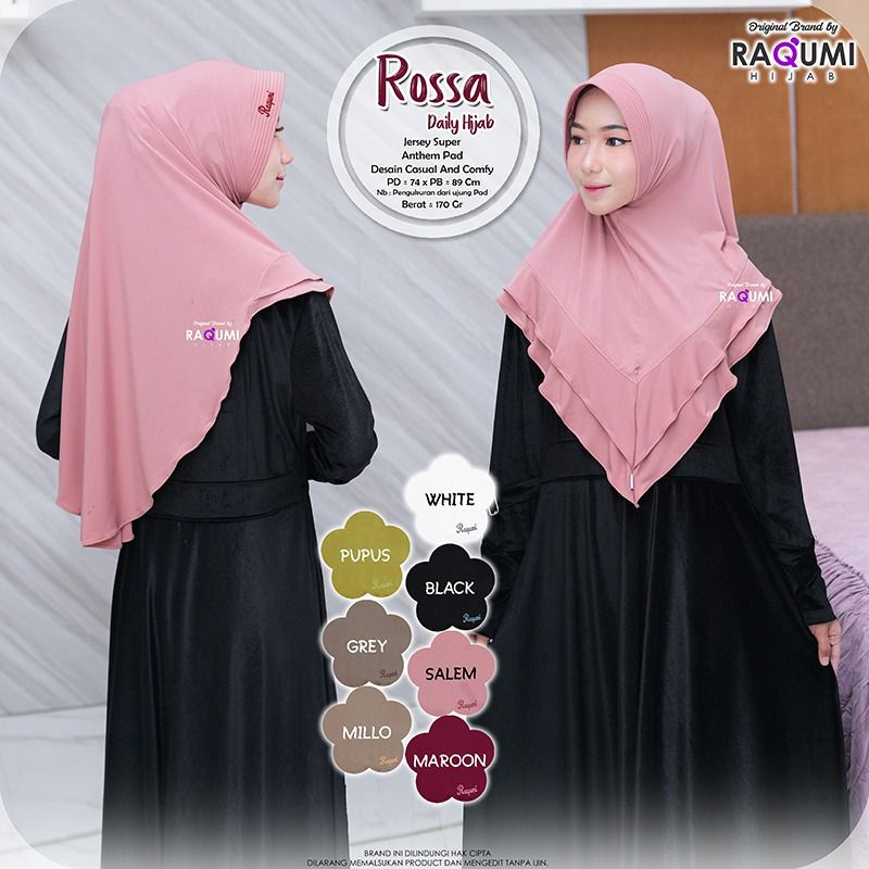 ROSSA DAILY HIJAB RAQUMI ORIGINAL | JILBAB JERSEY RAQUMI | NEW RAQUMI HIJAB