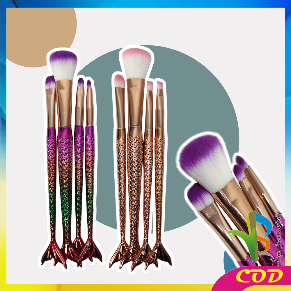 RB-K98 K99 Brush Make Up Set Mermaid 10IN1 Beauty Tools Set / Brush Set Glitter Mermaid / Kuas Make Up Set Cosmetic Concealer Foundation
