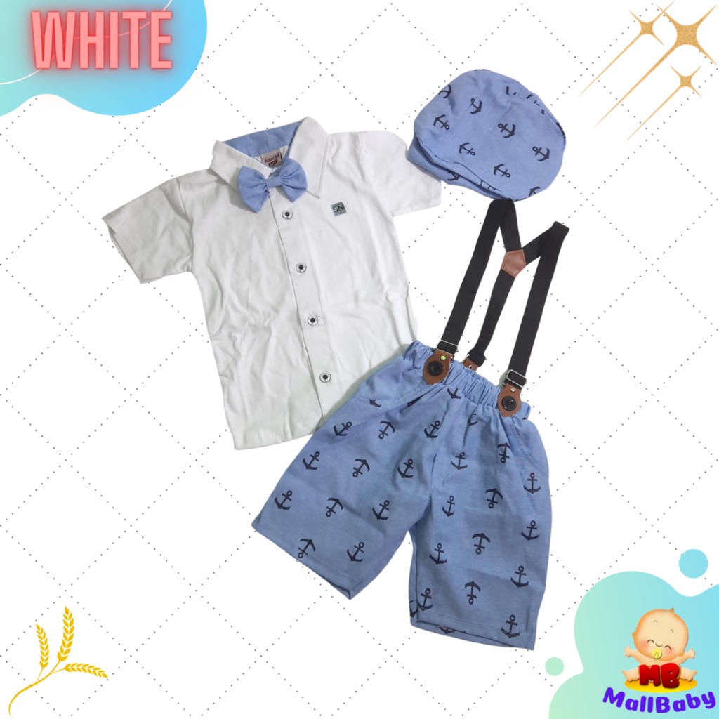 Setelan Baju Bayi Laki Laki 6 12 Bulan Tuxedo Baju Pesta Anak Bayi Cowok Set Dasi Suspender Topi Nicolas