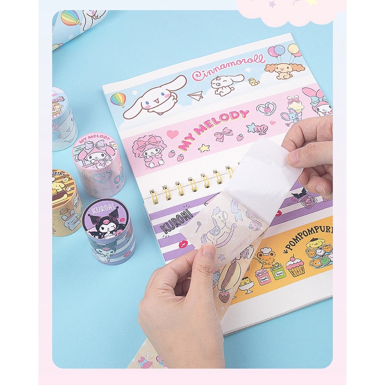 Sticker Stiker Washi Tape Masking Tape Selotip Motif Sanrio kertas motif Polos Motif Kotak Kotak Lucu Dekorasi Buku Book Diary Diari Memo Journal Catatan Harian  Alat Tulis Bisa Untuk Kado Ulang Tahun Scraping book @banyak