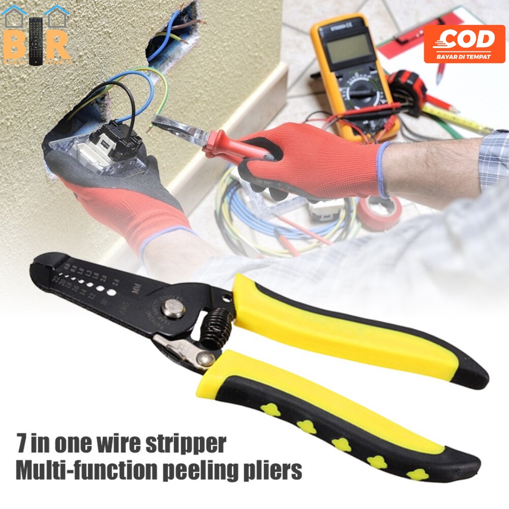 Tang Kupas Potong Kabel 8 Inch Pemotong Kabel Wire Stripper 3IN1 Cutter Pliers