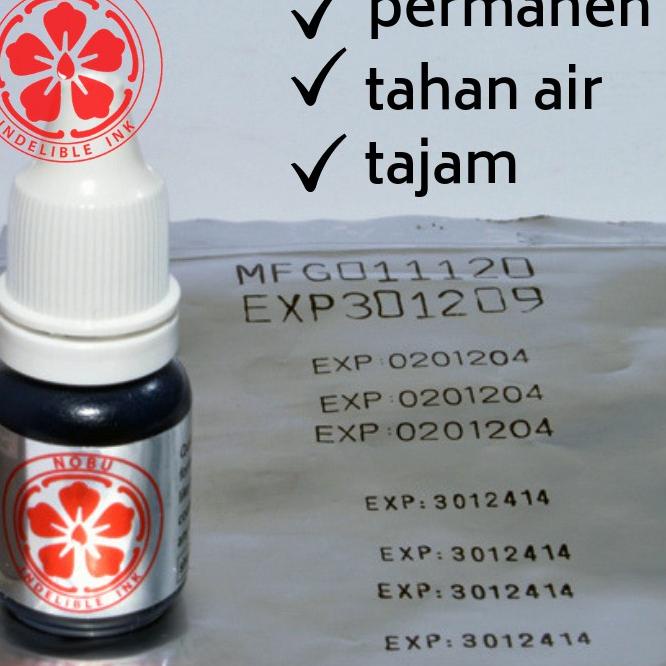 

[PRODUK Y8HGA] Tinta stempel permanen expired date - kode produksi ke plastik kemasan, foil bag, sticker | Nobu Ink GR9