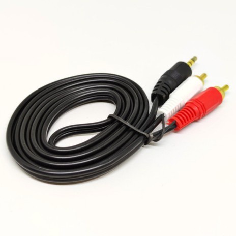 Kabel Audio RCA 1x2 Jack 3.5mm - AUX 1 ke 2 Warna Hitam Original