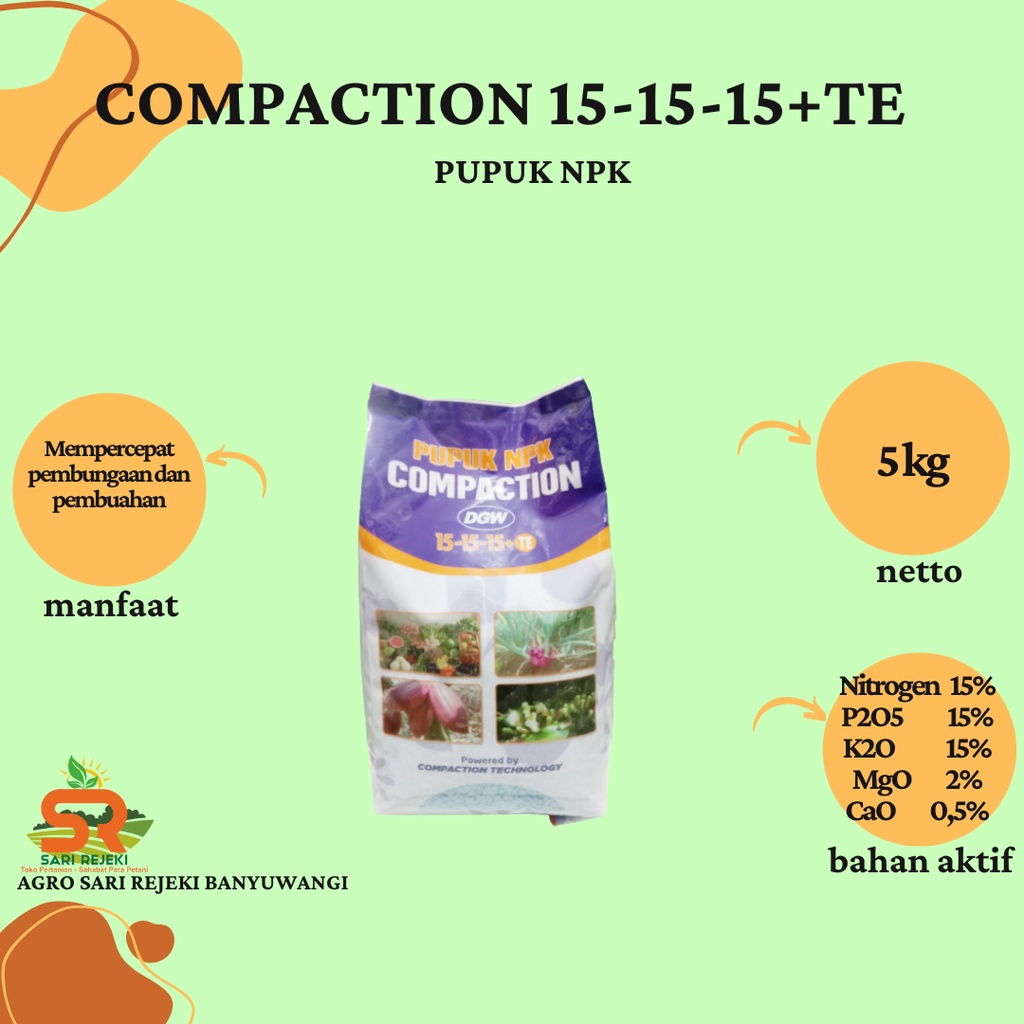 PUPUK NPK DGW COMPACTION 151515 Kemasan 5KG