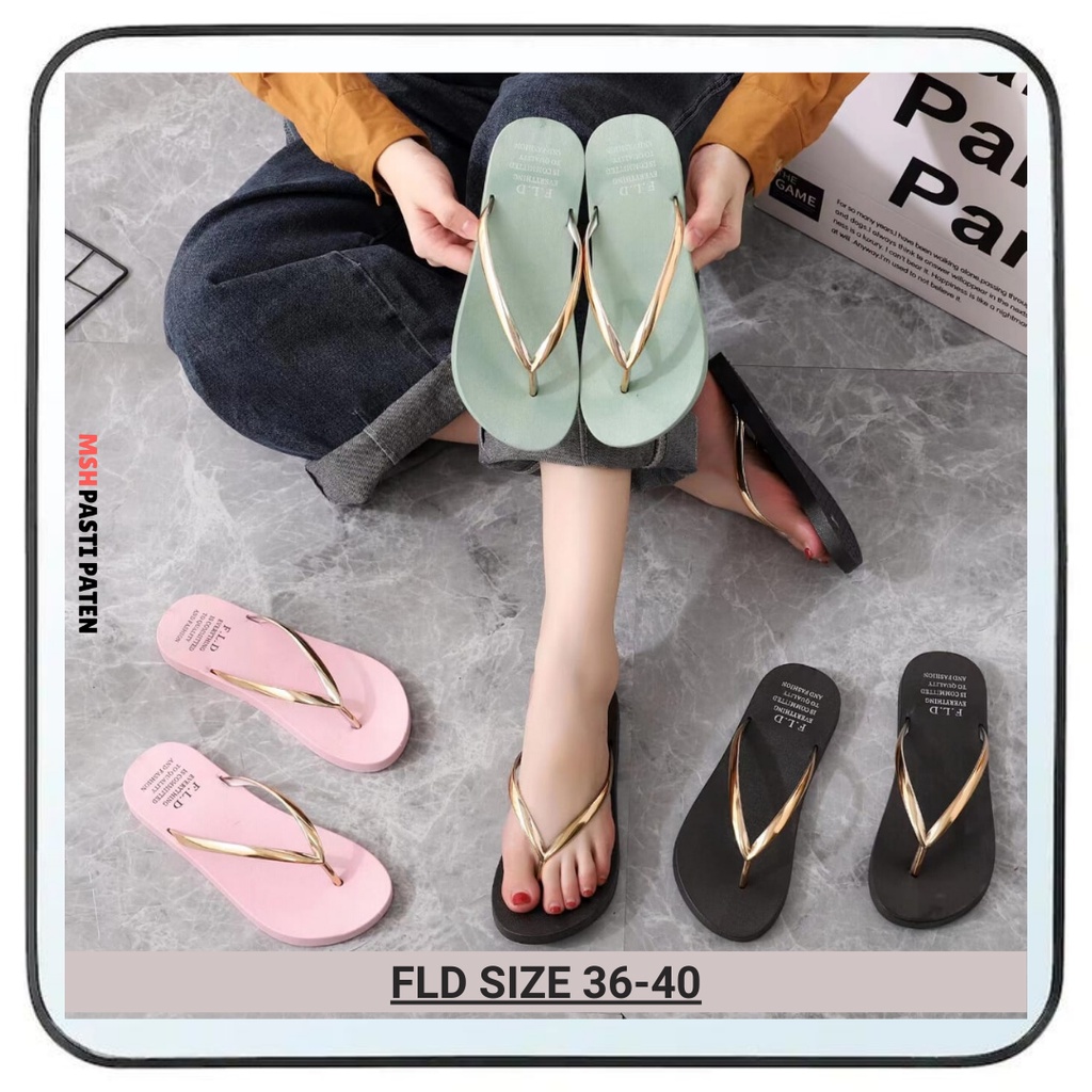 Sandal Jepit Karet Hitam Balance Perempuan Sandal Flat Jelly Termurah