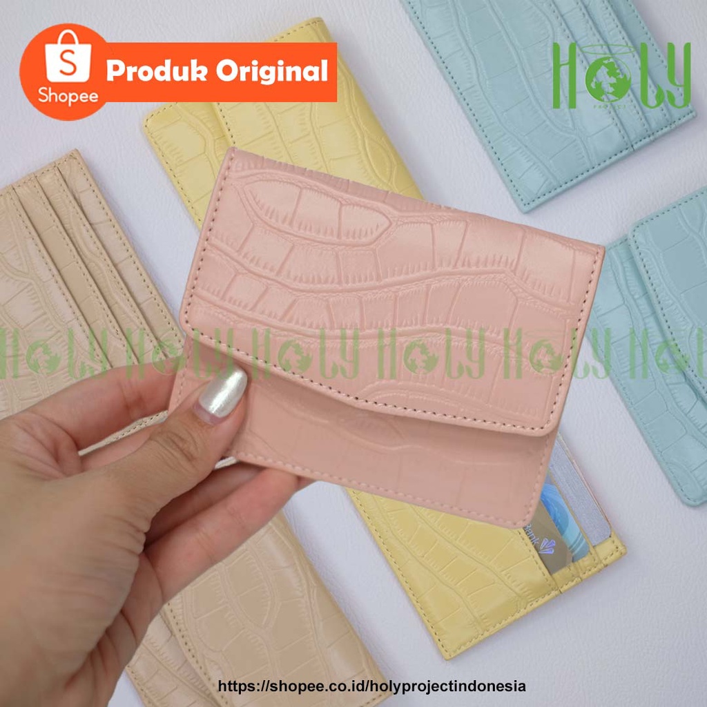 KB02-DOMPET KARTU KULIT SINTETIS POLOS / CARD HOLDER PRIA WANITA MODEL KULIT BUAYA 6 SLOT KARTU 6 WA