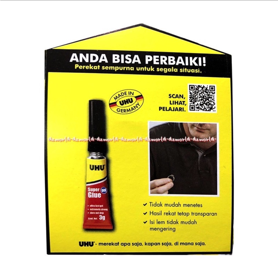 UHU Super Glue Ultra Fast Gel 3gr Extremely Strong Transparan Lem uhu Superglue U H U 3 gram