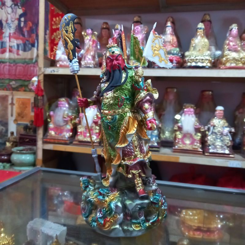 patung dewa Ci Lung Kwankong Sembilan Naga uk 12 inch