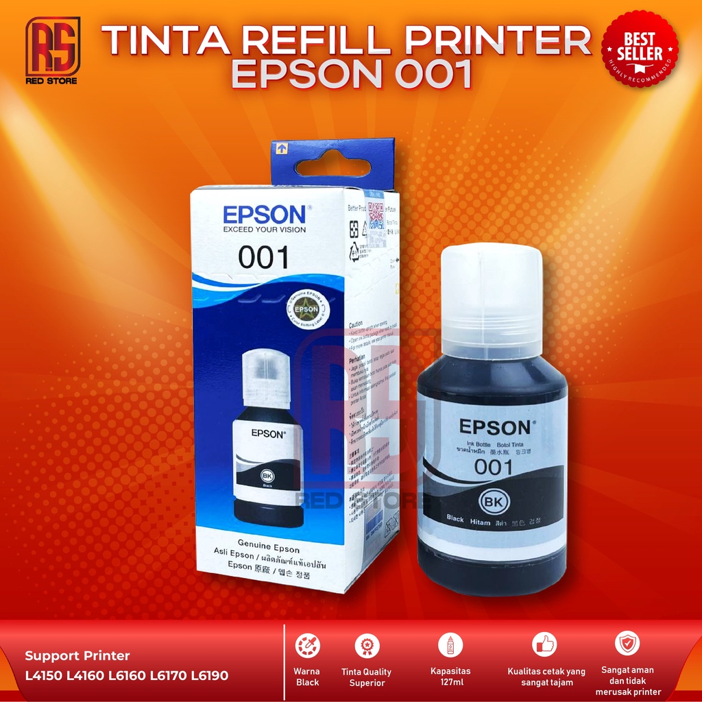Tinta Epson 001 Black For Printer L6190  L6160 L6170 L4150 L4160 Premium