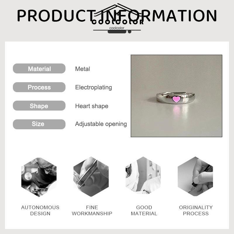 COD❤️Cincin Couple Cinta Luminous cahaya kekasih Retro Vintage Korea Gaya Untuk Wanita Fashion