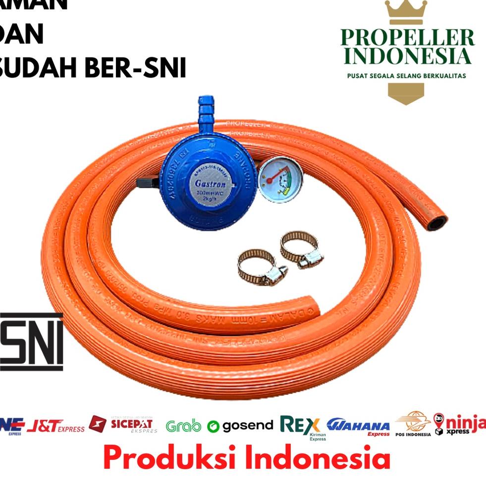 Selang Gas  2 Meter dan Regulator Paket Selang Gas 2 Lapis SNI N8G3