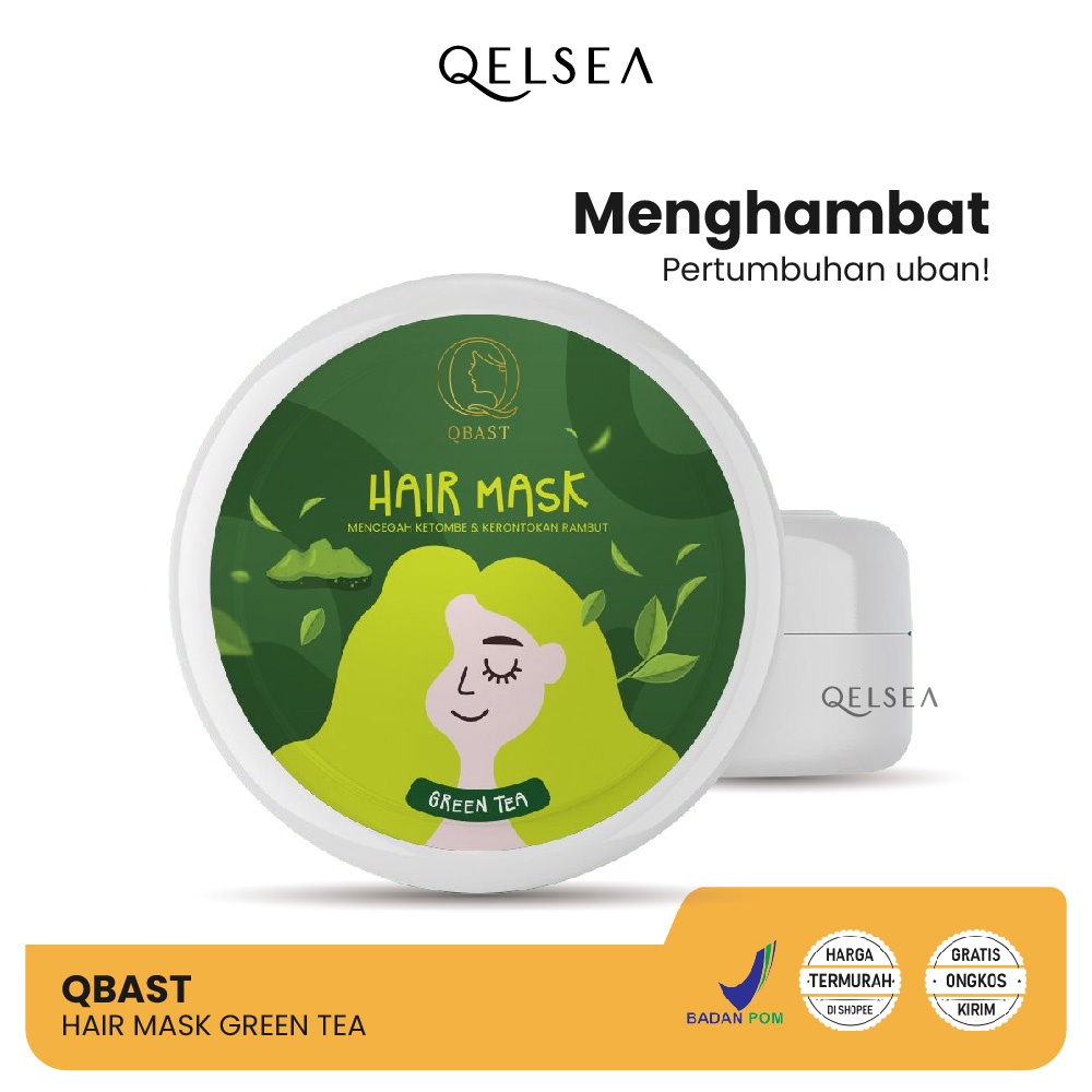 Masker Rambut Green Tea Hair Mask Smoothing Care Nutrisi Natural Matcha Herbal Aroma Teh Hijau Alami Agar Melembabkan Mengurangi Rontok dan Berminyak 250 gr QBAST