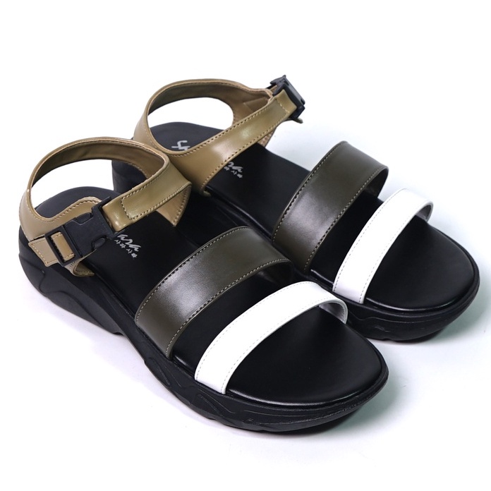 SARASARA YUK - CLARA Sepatu Sandal Wanita Wedges Tinggi 4cm Size 36 - 40 Model Silang dua Tali Strap Belakang Hak Sedang Sendal Gunung Cewek 37 38 39 SARA SARA Warna Putih White Kekinian Premium Terbaru Shoes Ori Original Mall Official Store