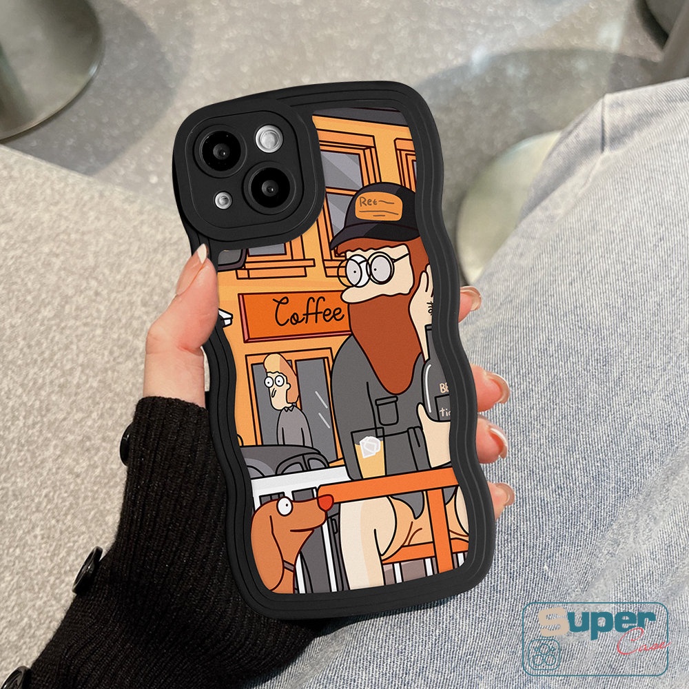 IPHONE Ins Retro Art Ilustrasi Casing Ponsel Kompatibel Untuk Iphone6 6s 7 8 Plus 14 11 13 12 Pro Max 14Plus XR X XS Max SE 2020 TPU Wavy Edge Soft Case
