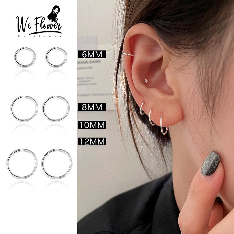 Kami Bunga Minimalis s925 Perak Tindik Tulang Rawan Hoop Earrings Untuk Wanita Perempuan Hypoallergenic Anting Bulat Punk Bibir Hidung Cincin Perhiasan