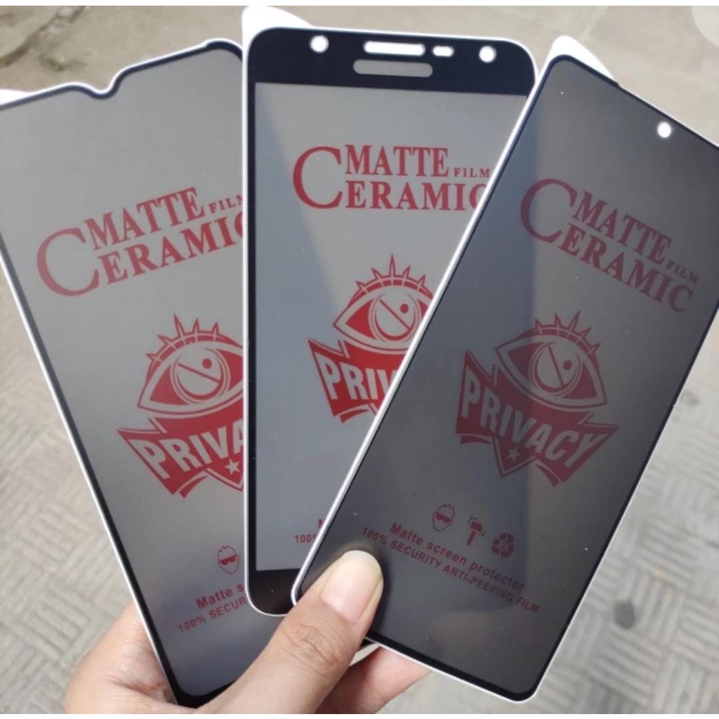 (GRATIS ONGKIR) ( OPPO ) Antigores Kaca CERAMIC MATTE SPY (BLACK) TEMPERED GLASS PRIVASI/SPY FOR OPP