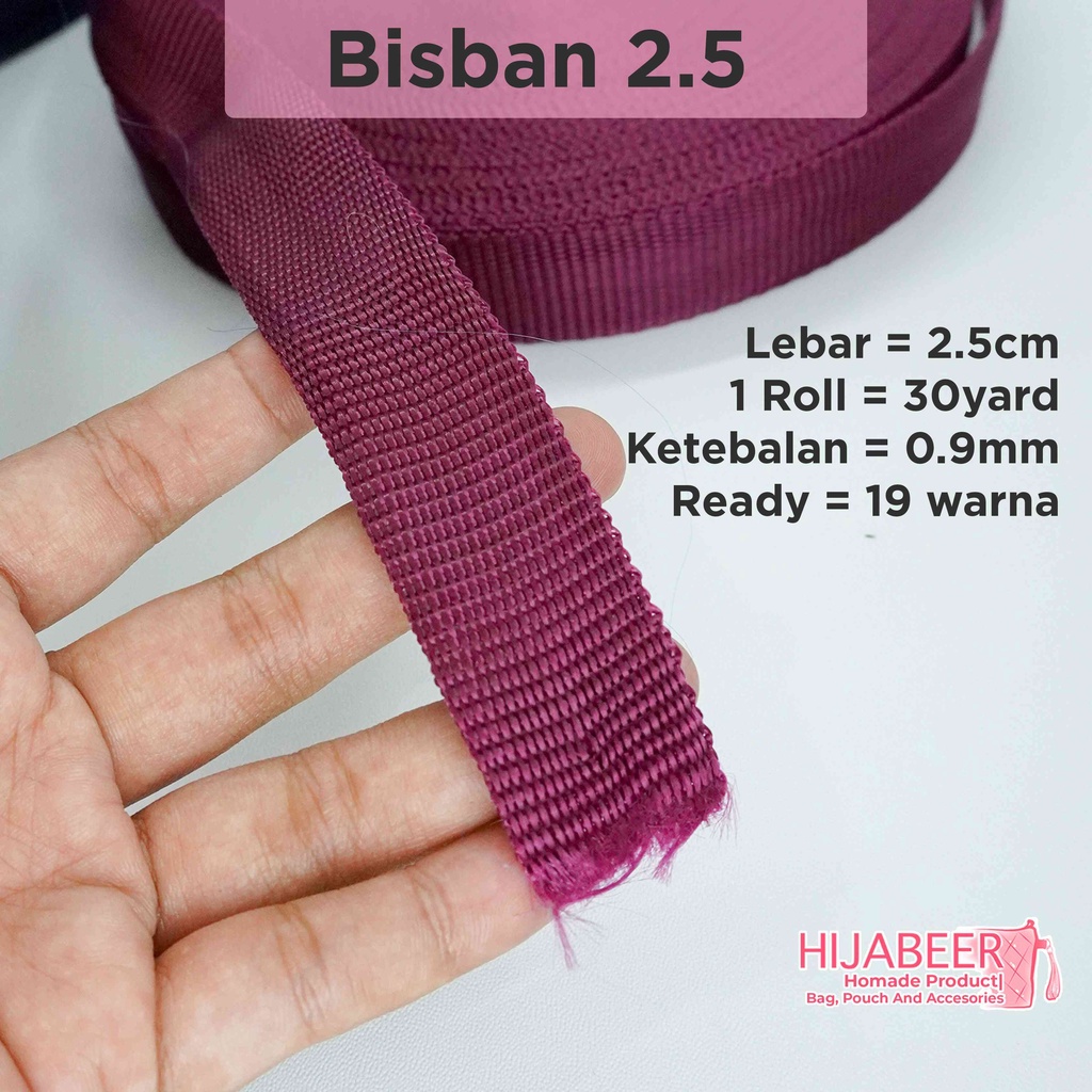 Bisban Webbing 2,5cm Bahan Strap Tas Tebal Ukuran Sedang