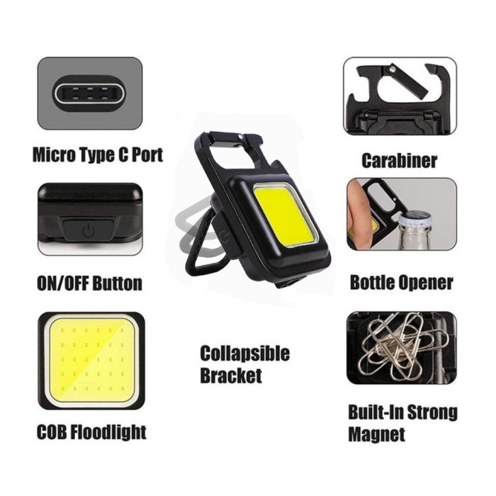JG KEYCHAIN LIGHT MINI LAMPU SENTER LED COB MAGNET + GANTUNGAN KUNCI