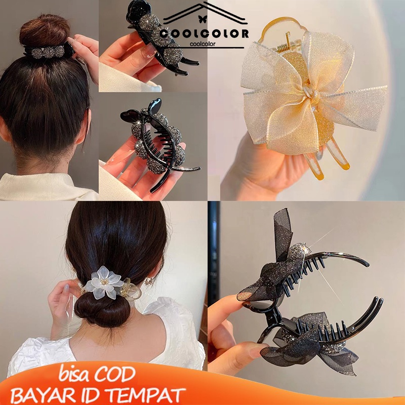 COD❤️Jepit Rambut Mewah  Kelas Atas Kuncir Rambut Kepala Kuncir Kuda Poni Kepala  Temperamen Busur- cl