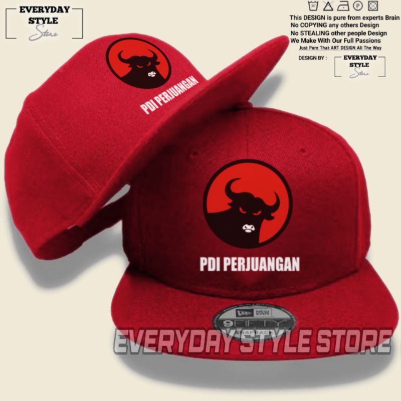 Topi PDI Perjuangan Snapback / Topi Partai PDI Perjuangan