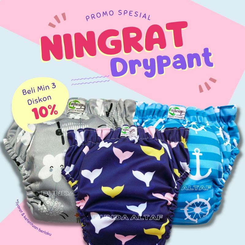 Clodi Ningrat Drypant Popok Kain Celana Modern Cuci Ulang Ramah Lingkungan ukuran Reguler dan Jumbo [ Bunda Altaf ]