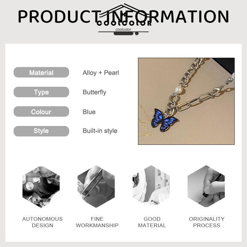 COD❤️Kalung Rantai Kupu-Kupu Mutiara Desain Choker Fashion Korea Gaya Untuk Wanita- cl
