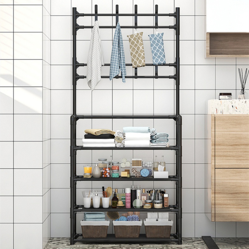 Rak Sepatu 2in1 Minimalis Portable Rak Sepatu Gantung Stand Hanger Baju Tas Topi Rak Sepatu 4 Susun Rak Sepatu Besi Rak Sepatu Portable Rak Gantungan Stand Hanger Tas Topi Baju Serbaguna