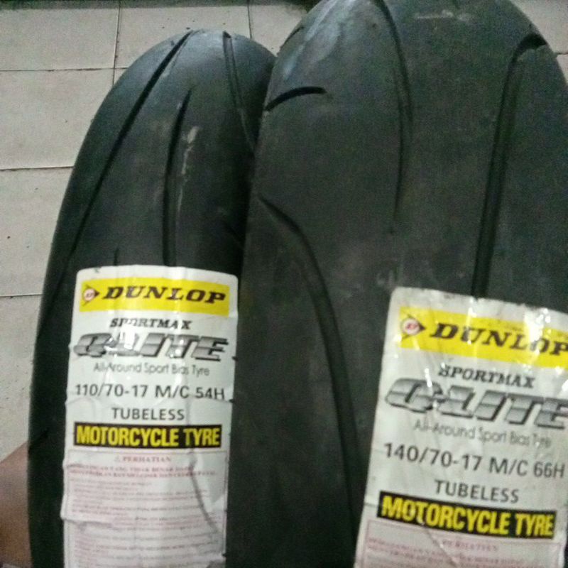 ban Dunlop Q-LITE import ring 17 sepasang depan dan belakang ukuran 110-70/17 dan 140-70/17