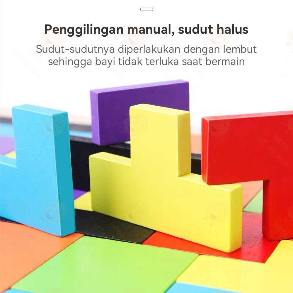 Poney Puzzle tetris kayu mainan edukasi tetris block toys Puzzle bentuk geometri