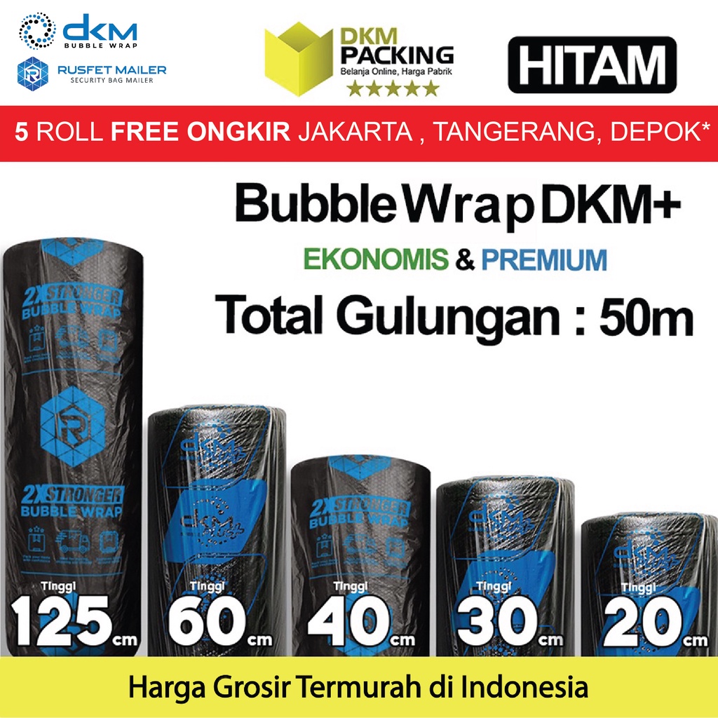 

Plastik Bubble Wrap Hitam 50 Meter Bubblewrap DKM PLUS TERMURAH / ROLL
