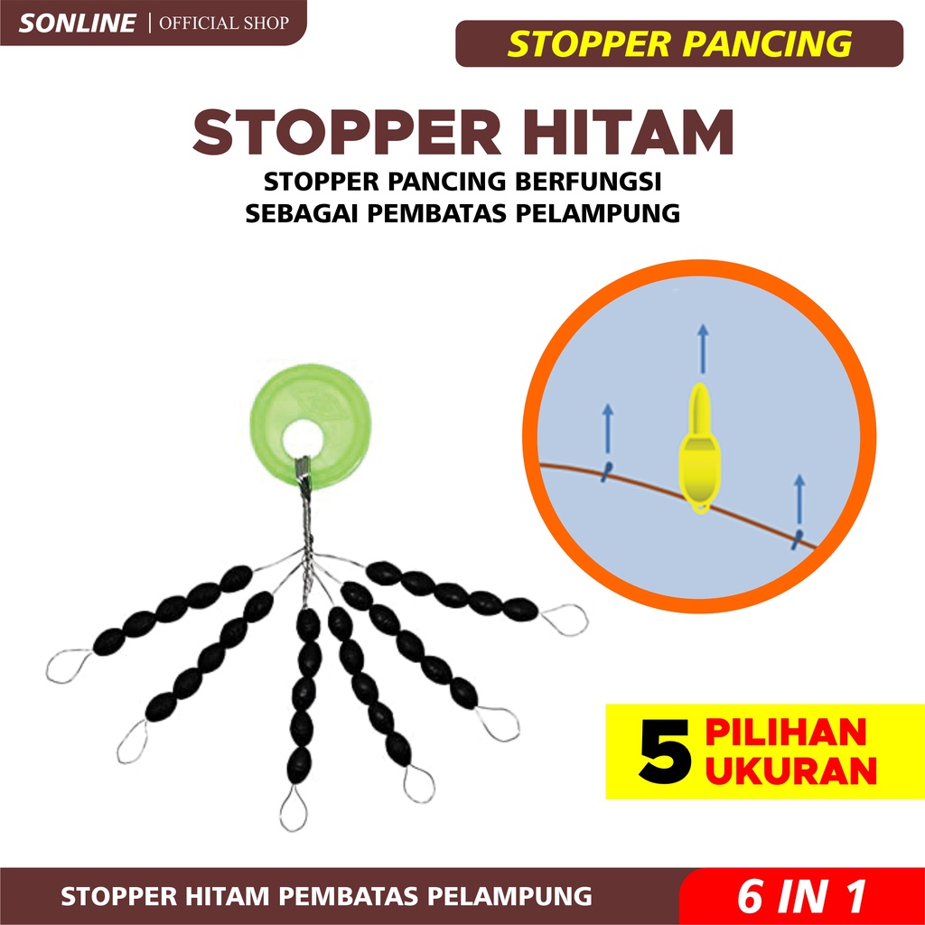 SONLINE Stopper Batang Float Orca Pancing Warna Hitam Alat Pancing Ukuran SS S M L XL Penangkap Ikan BL01