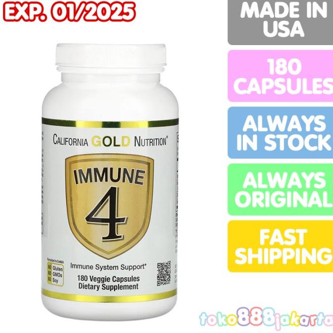 IMMUNE 4 CALIFORNIA GOLD NUTRITION CGN ORI 180 CAPSULES