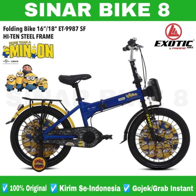 Sepeda Lipat Anak Exotic Et-9987 Sf Edisi Minion Uk.16 18 Inch #Original