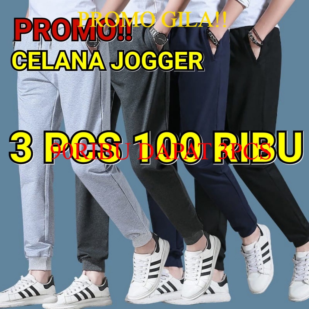 PAKET HEMAT 90RB DAPAT 3PCS CELANA JOGGER PRIA WANITA trening terening training trining SIZE 27-38