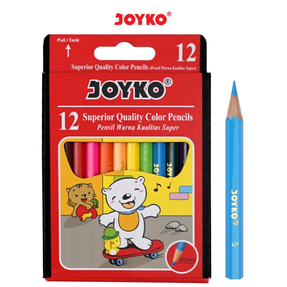 Jual Pensil Warna Pensil Warna Kayu Joyko Pendek Isi 12 Warna Cp 12s