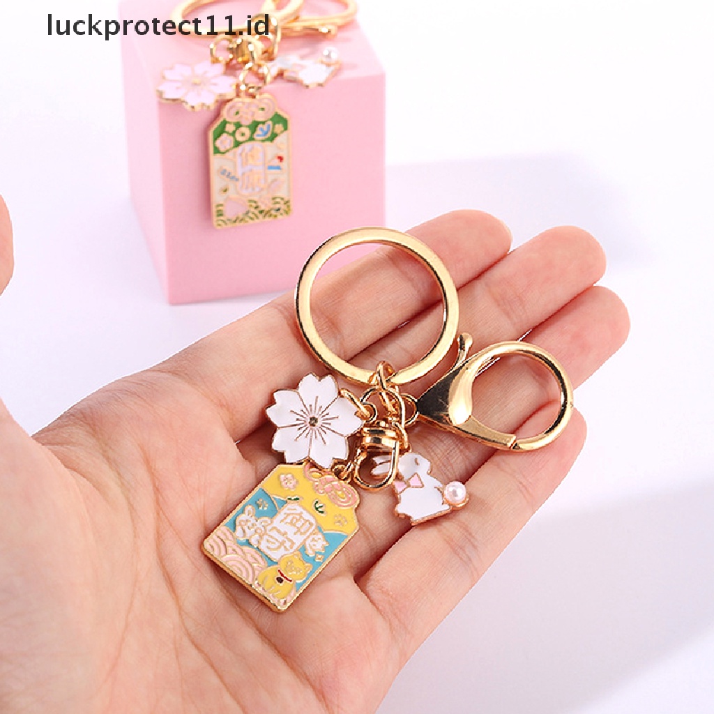 /Fashion Hot// Fashion// Dekorasi Kawaii Llaveros Originales Amulet Lucky Cat Japan Gantungan Kunci Mobil Keyrin.