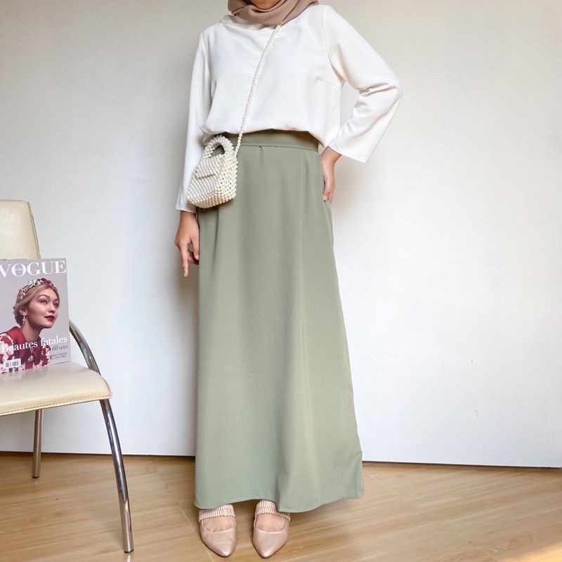 ROK PLAIN A LINE SKIRT - GAMAR SHAKILA POLOS TERSEDIA SIZE JUMBO