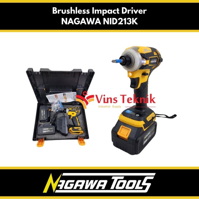 Mesin Bor Obeng Cordless Brushless Impact Screw Driver Nagawa Nid213K