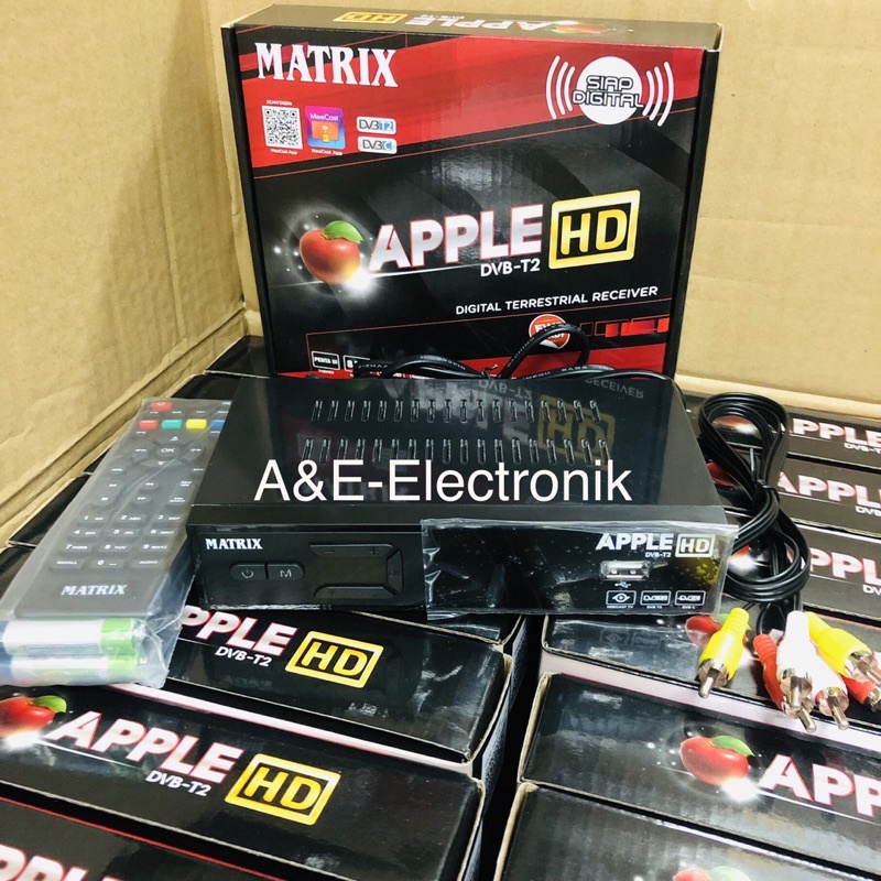 Set Top Box Tv Digital Matrix DVB T2 Apple HD EWS / Matrix Apple Merah Set Top Box Digital Tv (MERAH)