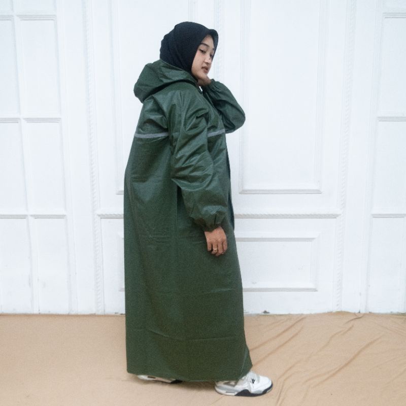 Jas Hujan Gamis Syar'i Muslimah Wanita Jumbo By Senwil Mantel Ujan Bigsize Tebal Lentur Cewek Shar'i Waterproof Hijab Perempuan Syari Terusan Rok Hijas Best Quality Raincoat