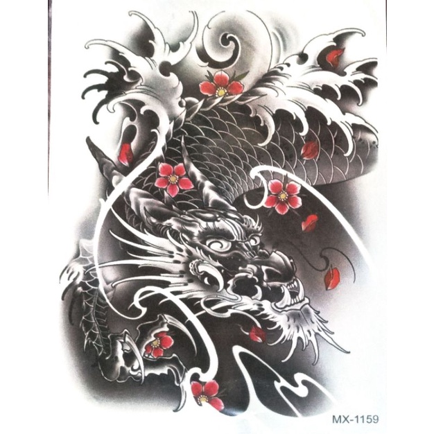 Tato Tatto Temporer Temporary Gambar Naga (P=21cm x L=15cm )